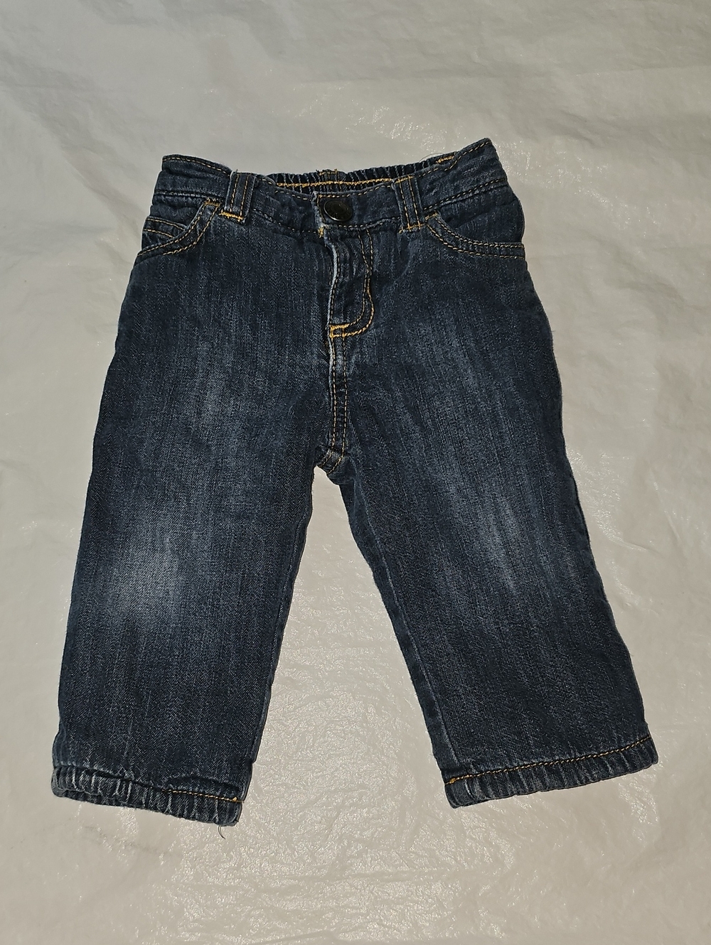 Old Navy Baby 3-6 Months Soft Denim Jeans with Red Fleece Lining Used